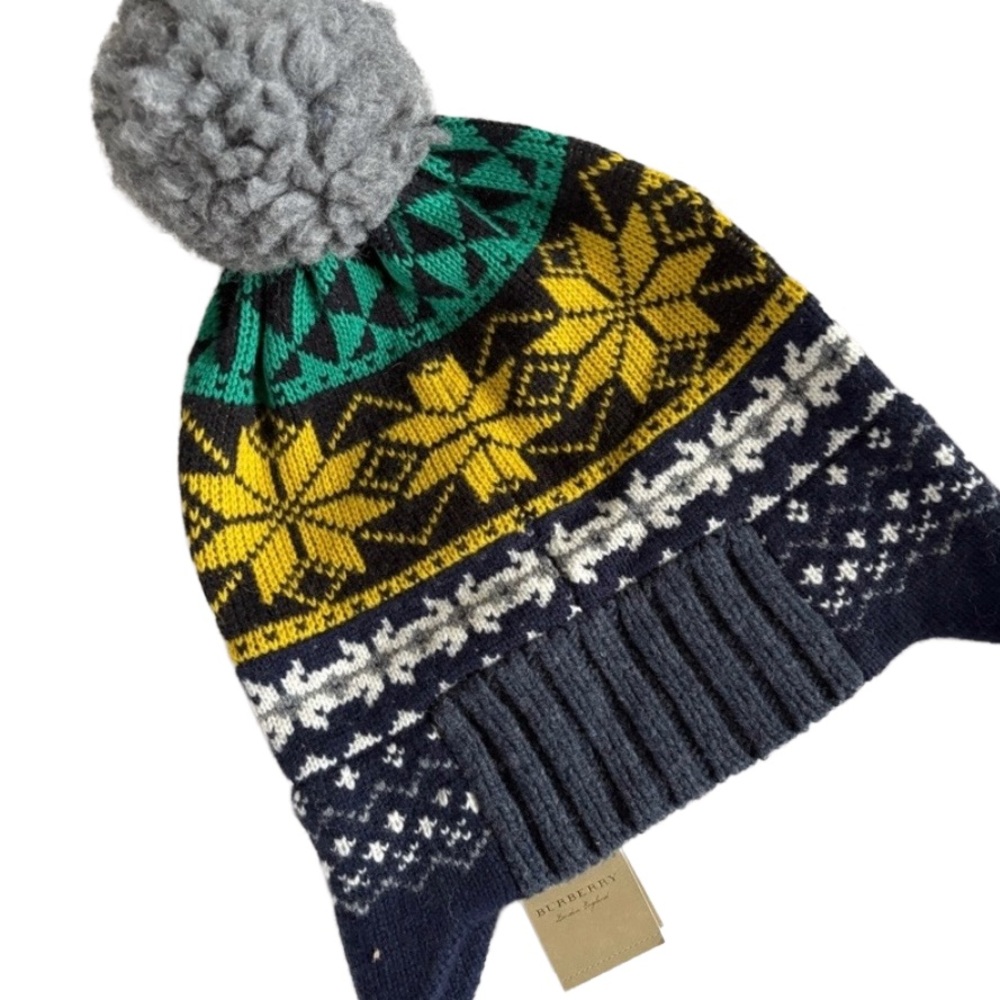 Burberry Cashmere Fair Isle Pom Hat - Picture 3 of 6